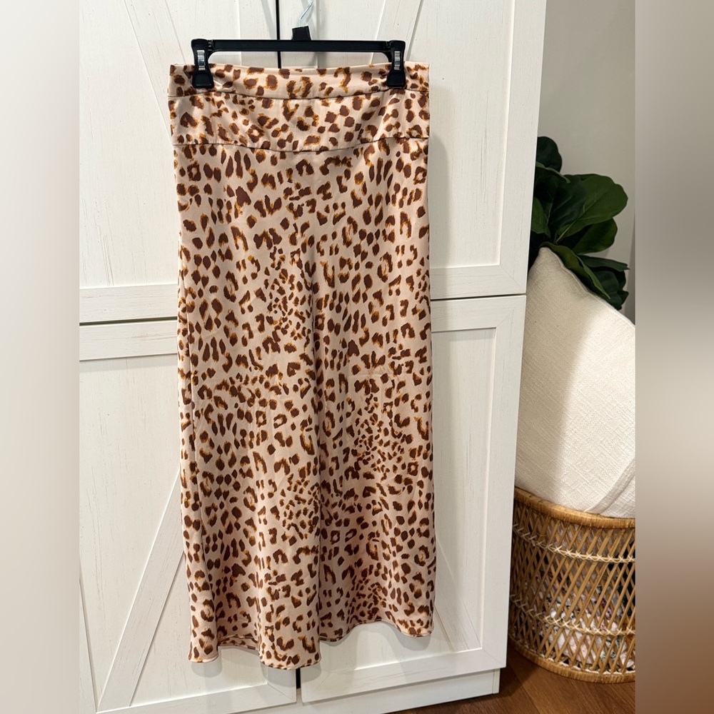 FREE PEOPLE Normani  Animal Print Midi Skirt